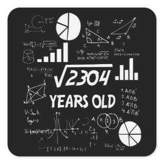 48th Birthday Square Root Math 48 Years Old Bday Square Sticker