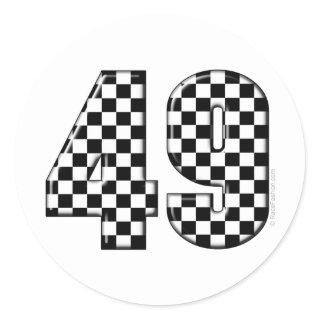 49 checkered number classic round sticker