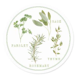 4 FRESH HERBS Large Round Stickers