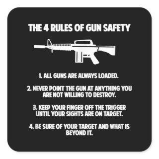4 Rules of Gun Safety - Well Regulated Militia 2nd Square Sticker