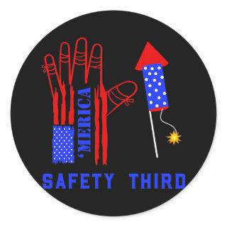 4 th of July Firework Safety Third  Classic Round Sticker