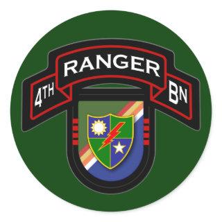 4th Bn, 75th Ranger Regiment - Airborne Classic Round Sticker