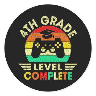 4th Grade Graduation Level Complete Video Games  Classic Round Sticker