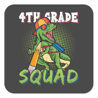 4th Grade Squad Dinosaur Square Sticker