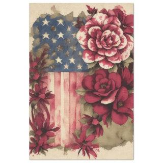 4th Of July American Independence Flag Camellia Tissue Paper