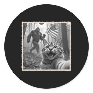 4th Of July Bigfoot And Sasquatch  Classic Round Sticker