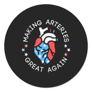 4th Of July Cardiac Nurse Making Arteries Great Ag Classic Round Sticker