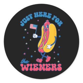 4th Of July For Men Funny Just Here For The Weiner Classic Round Sticker