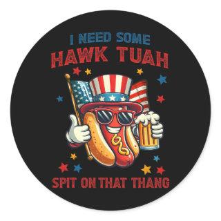 4th Of July Funny Hot Dog Usa Flag I Need Some Haw Classic Round Sticker