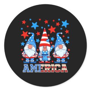 4Th Of July Gnomes Patriotic American Flag Gnome M Classic Round Sticker