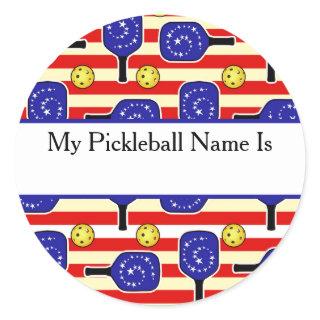 4th of July Pickleball Ladder League My Name Is  Classic Round Sticker