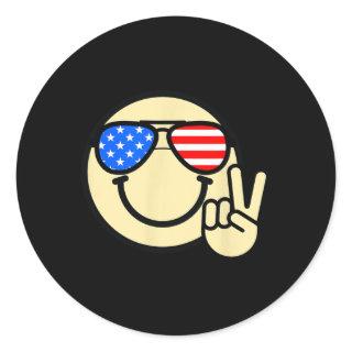 4th Of July Smile Face  Classic Round Sticker