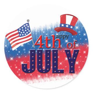 4th of July typography Classic Round Sticker