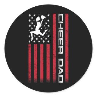 4th Of July Us Flag Cheer Dad Shirt For Father's C Classic Round Sticker