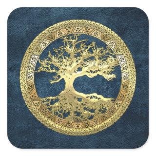 [500] Celtic Tree of Life [Gold] Square Sticker