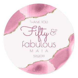 50 and Fabulous 50th Birthday Thank You  Classic Round Sticker