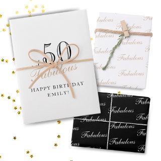50 and Fabulous Script Modern Woman 50th Birthday  Sheets