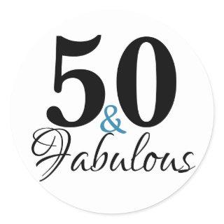 50 and Fabulous Typography 50th Birthday Classic Round Sticker