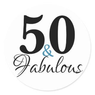 50 and Fabulous Typography 50th Birthday Classic Round Sticker