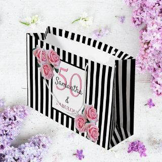 50 fabulous pink florals black white stripes large gift bag