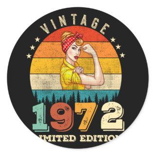 50 Year Old 1972 Vintage 50th Birthday Gifts women Classic Round Sticker
