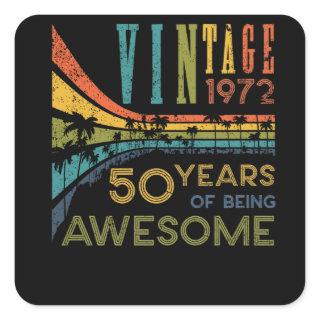 50 Year Old Birthday Vintage 1972 50th Birthday Square Sticker