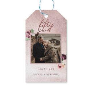 50 Year Wedding Anniversary Rose Gold Glitter  Inv Gift Tags