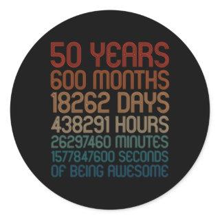 50 Years Of Being Awesome 50Th Countdown Fiftieth Classic Round Sticker
