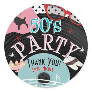 50's 1950's Record Theme Party Custom Favor Classic Round Sticker