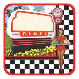 50s Retro Diner Blank Sign Sticker