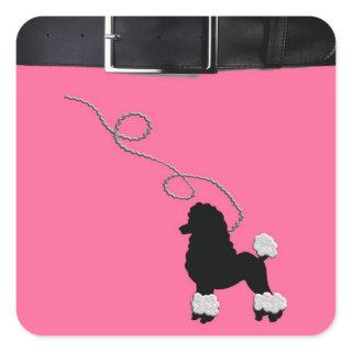 50s Retro Poodle Skirt Square Sticker