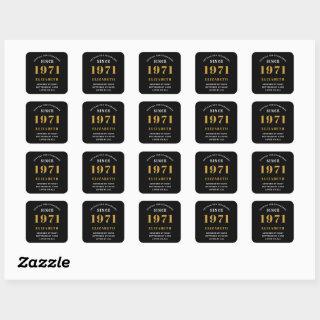 50th Birthday 1971 Black Gold For Her Personalized Square Sticker