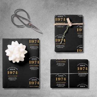 50th Birthday 1974 Black Gold Chic Elegant  Sheets