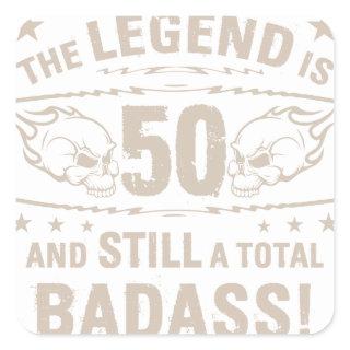 50th Birthday Badass Square Sticker