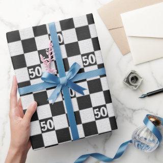 50th Birthday Black and White Checks