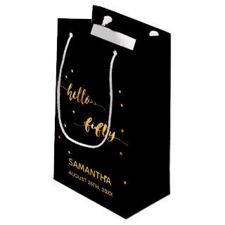 50th birthday black gold hello 50 typography small gift bag