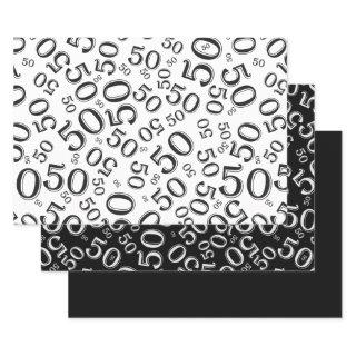50th Birthday Black & White Number Pattern 50  Sheets