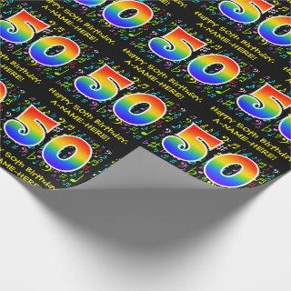 50th Birthday: Colorful Music Symbols, Rainbow 50