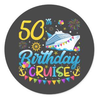 50th Birthday Cruise B-Day Party Classic Round Sticker
