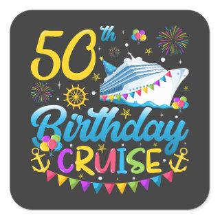 50th Birthday Cruise B-Day Party Square Sticker