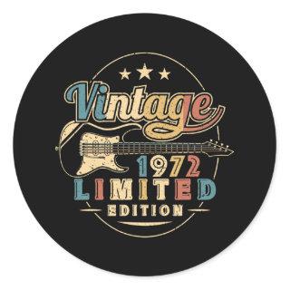 50th Birthday Gifts Guitar Lovers 1972 Edition 50 Classic Round Sticker