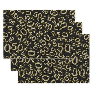 50th Birthday Gold & Black Random Number Pattern  Sheets