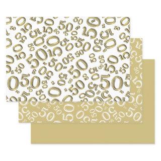 50th Birthday Gold & White Random Number Pattern  Sheets