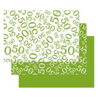 50th Birthday Green & White Random Number Pattern  Sheets