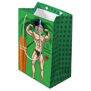 50th Birthday 💪🤣 Mens Funny Bodybuilder Muscle Medium Gift Bag