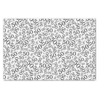 50th Birthday Number Pattern Black and White Tissue Paper