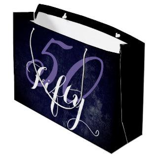 50th Birthday or Anniversary | Purple and White Large Gift Bag