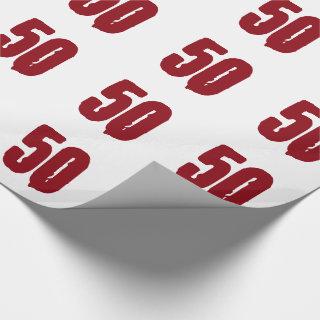 50th Birthday, red text on white.