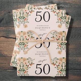 50th Birthday Vintage Floral  Sheets