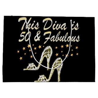 50TH SILVER SPARKLE SHOE QUEEN LARGE GIFT BAG